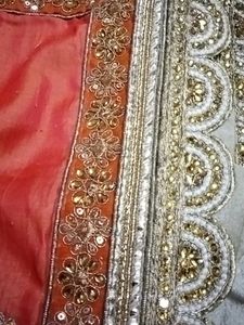 Elegant Peach Embellished Saree