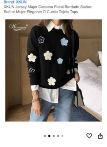 korean Floral Black Sweater (buy1 G1)