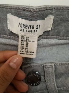 Gray High-Waisted Slim Fit Jeans