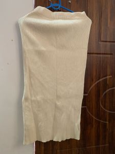 Cream Striped Knit Skirt