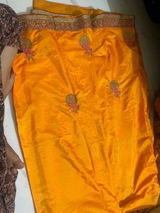 Gorgeous Embroidered Orange Saree