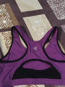 Purple & Black Sports Bra With Removable Pads