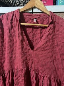 Red V-Neck Babydoll Dress