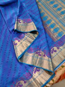 Beautiful Blue Pure Soft Silk Saree