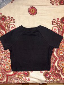 Bonkers Corner Black Loose Crop Top
