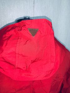 Red Hooded Rain Coat lenth 36