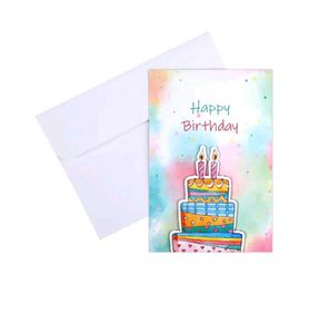 Vibrant Watercolor Birthday Cake Card