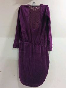 Y2K Straight Velvet Dress With Net Back