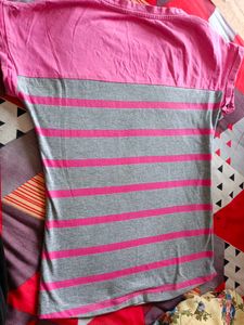 Striped Pink &amp; Gray Women's Top
