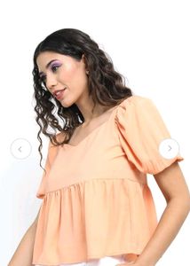 Peach Puff Sleeve Top