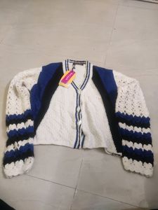 Crochet Cardigan - Blue & White (Women's)