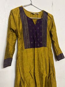 Elegant Mustard &amp; Purple Anarkali Kurta💜