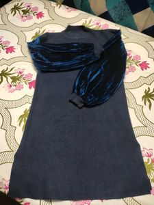 🥳Stylish Blue Velvet Sleeve Dress