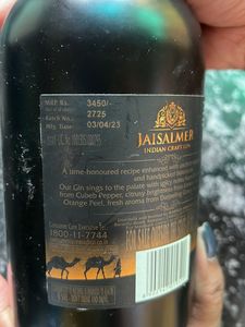 Empty Bottle Of Jaisalmer Indian Crafted Gin