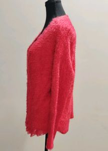 Fluffy Red Cardigan