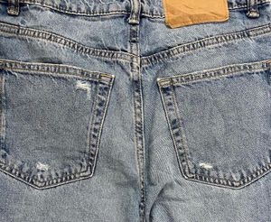 H&amp;M Ripped Wide Leg Denim Jeans