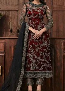 Elegant Maroon Embroidered Kurta Set