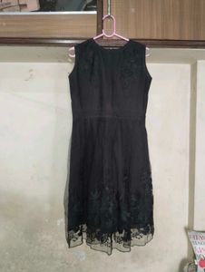 Elevate Women A-line Black Knee Length Dress