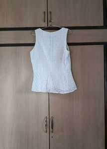 White Peplum Top
