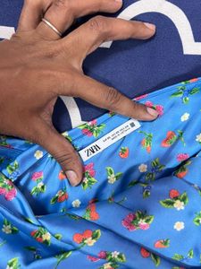 ZARA BLUE FLORAL MINI DRESS