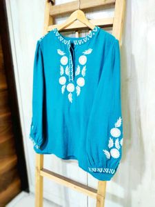 Embroidered Teal Top size-44-46