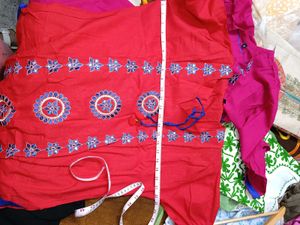 Red Embroidered Kurta