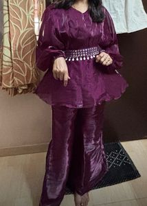 Purple Peplum Pant Set
