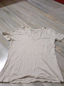 Beige V-Neck T-Shirt