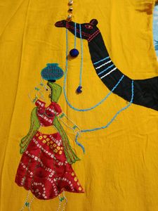 Yellow Embroidered Kurti