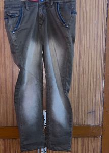 Comfortable &amp; Versatile Brown Washed Jeans -32Size