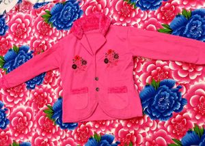 Cozy Pink Winter Jacket with Floral Embroidery