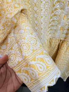 Yellow Embroidered Tunic Top