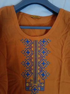 Orange Embroidered Kurti (Aurelia)