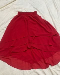 Red Tiered Chiffon Top