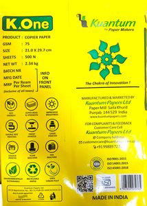 Kone K-One A4 75 GSM 500 Sheets White Copier Paper