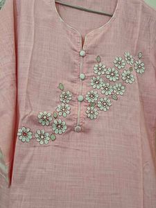 Pink Floral Kurta pant set Size M And L Available
