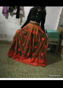 Orange Floral Lehenga Choli