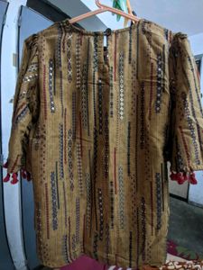 Woven Pattern Top with Flared Sleeves
