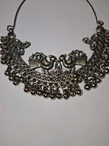 Boho Silver Jhumka Earrings With Free Broch