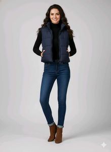 Primark Authentic Navy Blue Puffer Vest/Bomber