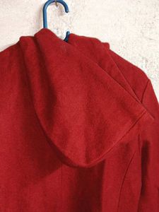 Winter Fashion Jacket Woolen Coat Hoodie Red ♥️