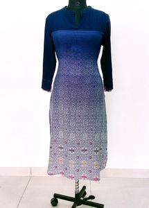 Blue Patterned Kurti Dress