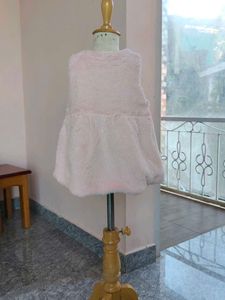 Pink Faux Fur Vest Dress