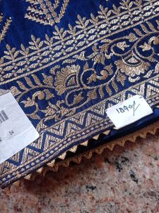 Elegant Blue &amp; Gold Embroidered Salwar Kameez