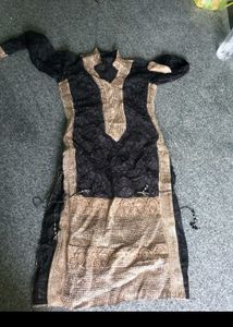 Elegant Black &amp; Gold Embellished Kurti
