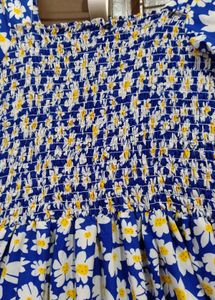 Daisy Print Smocked Dress