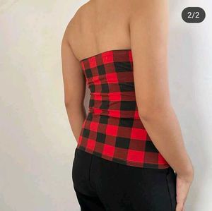 Red Plaid Tube Top