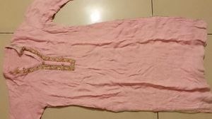 Pink Embroidered Kurtha Top