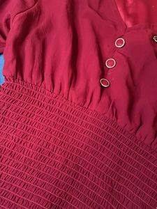 Burgundy Blouse with Beaded Detail