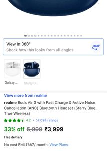 realme Buds Air 3 42dB Active Noise Cancellation